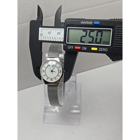 George Womens Petite Mesh Band Dress Watch Silver Tone White Dial New Batt Works - Picture 4 of 9